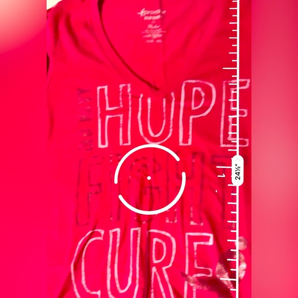 HOPE FIGHT CURE🎗️Breast Cancer Awareness LONG-SLEEVE V-NECK T-SHIRT Pink Sz Med - Picture 6 of 7